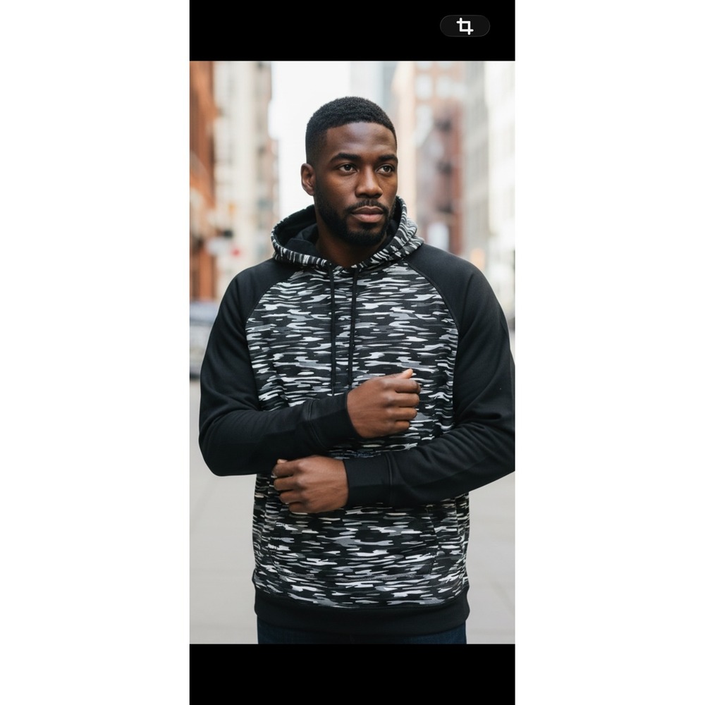 Nike Therma Fit Mens Hoodie‎ Black White Camo Print Athletic XL
